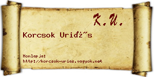 Korcsok Uriás névjegykártya